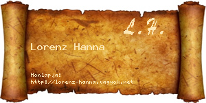 Lorenz Hanna névjegykártya